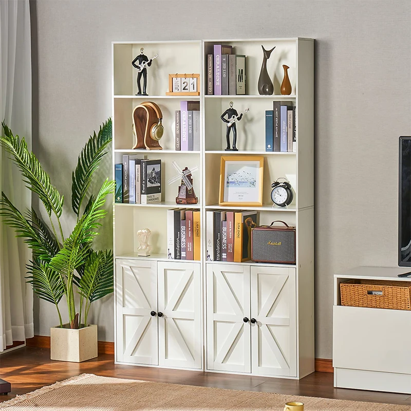 Modern design corner movable bookcases with wheels modular library wooden bookshelf