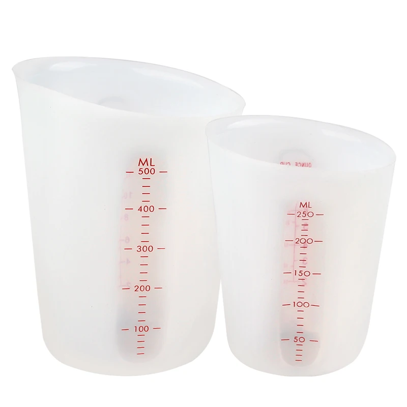 Kitchen Measuring Tools Silicone 250ML 500ML Measuring Cups BPA Free Measuring Cup Set With Scale