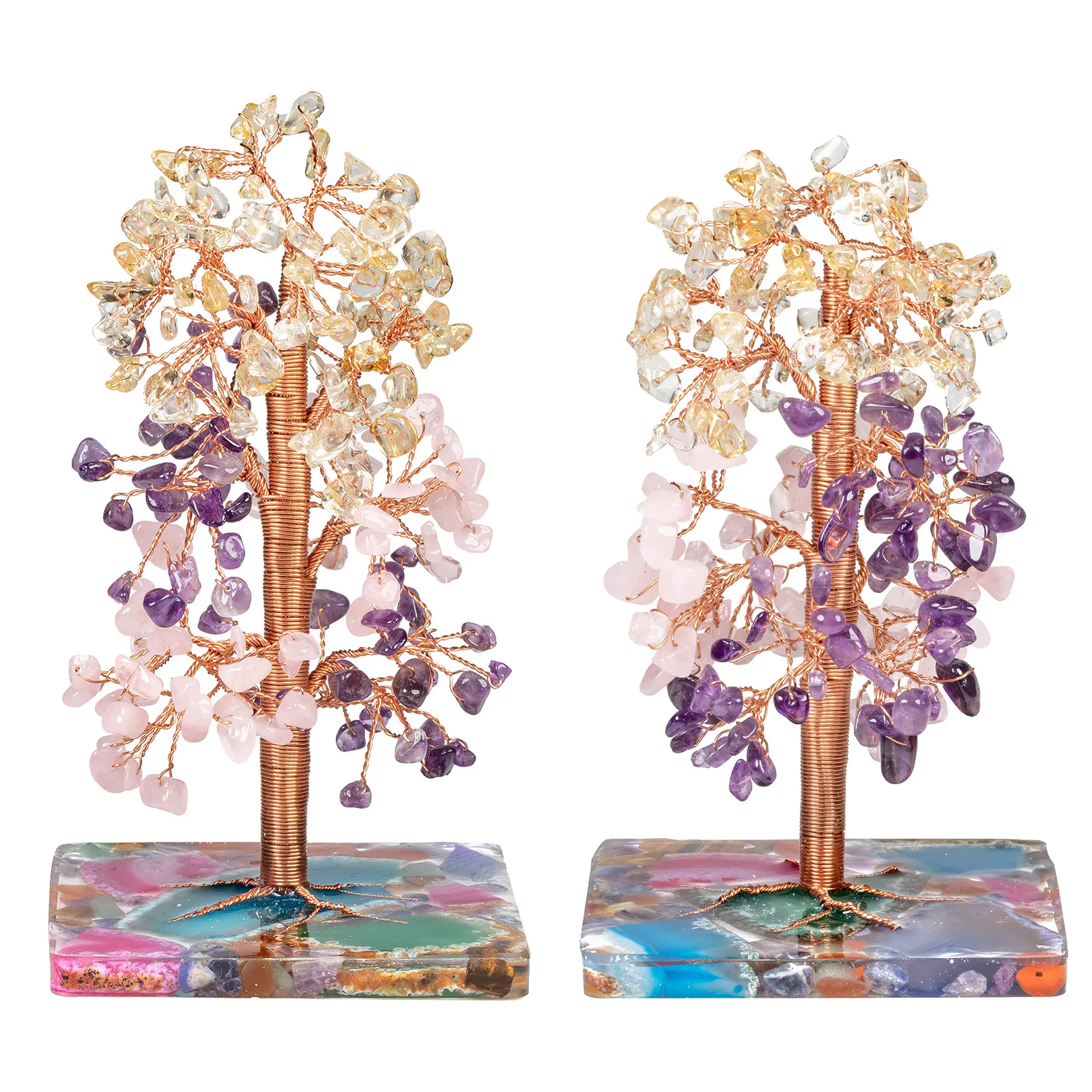 Tree Crystal Quartz Gem Stone Wholesale Spiritual High Quality Natural Customized Feng Shui Mascot Colorful Polished 1 Color