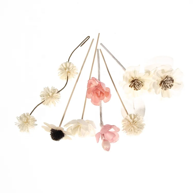 Custom Design Handmade Pink White Air Freshener Reed Diffuser Paper Flower Wooden Stick