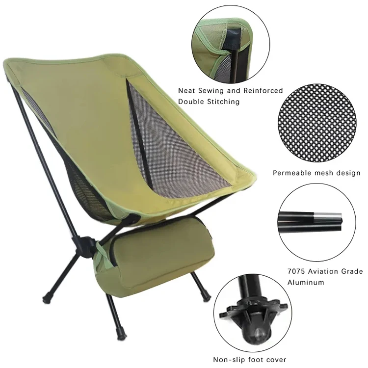 7075 Aluminum Frame Portable Camping Chair Manufacturers Wholesale Camping Beach Fishing Moon Chairs
