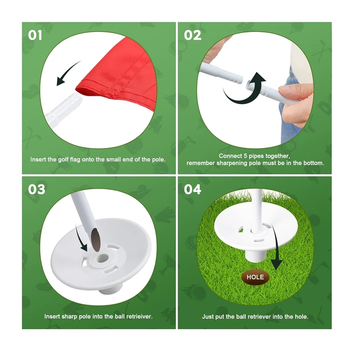 Low Price No MOQ Nylon Oxford Heavy Duty Fabric Ground Campaign Hole Cup Pin Double Sided Custom Mini Master Stick Golf Flag