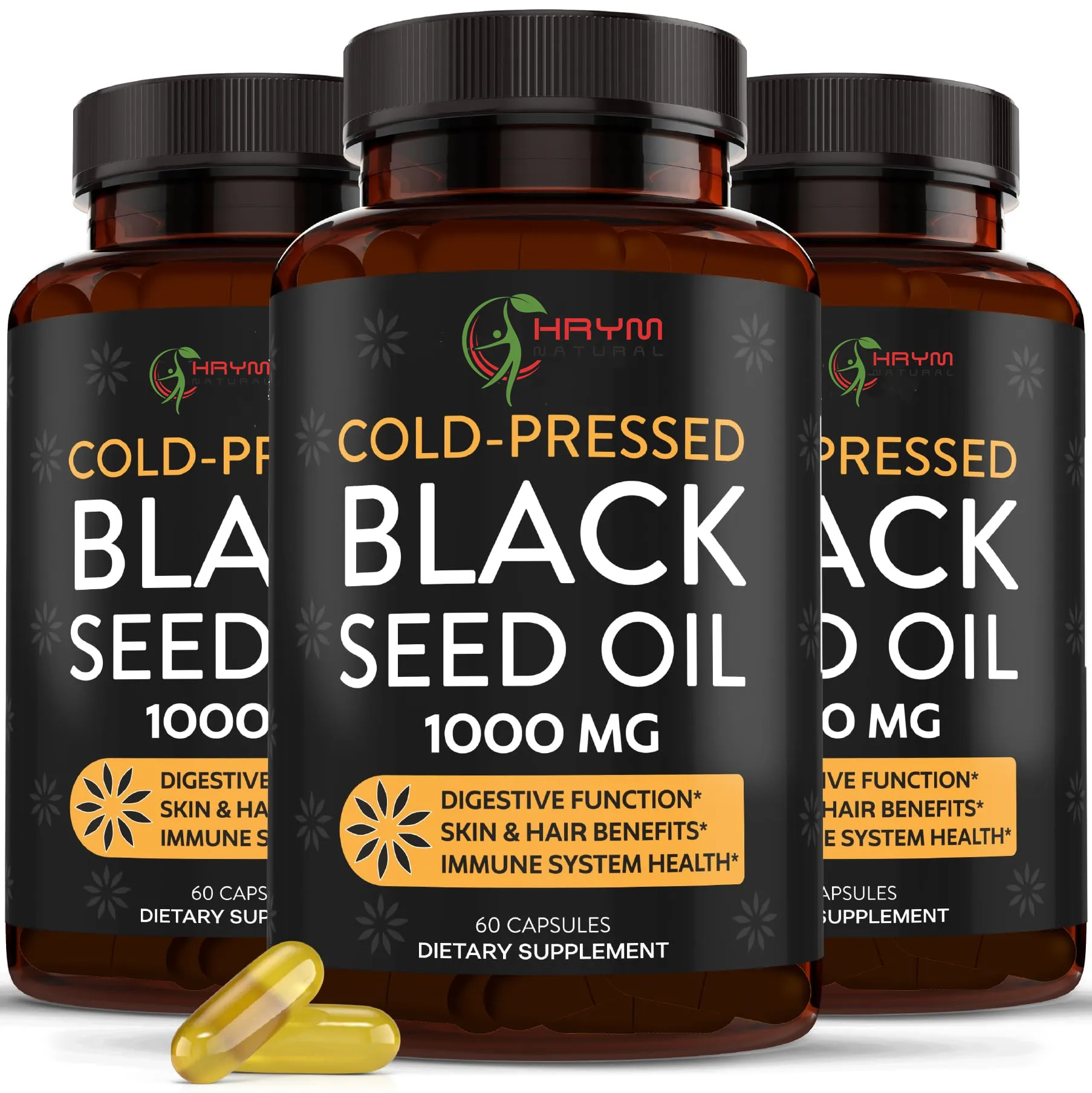 Herbal Supplements Customized Logo Black Seed Oil Softgel Support For Digestive Health, Immunity, Skin Health & Brain Function