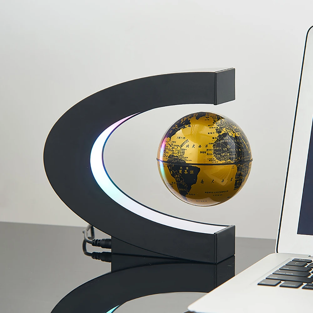 Novel and creative home decoration C-type magnetic levitation globe ornaments