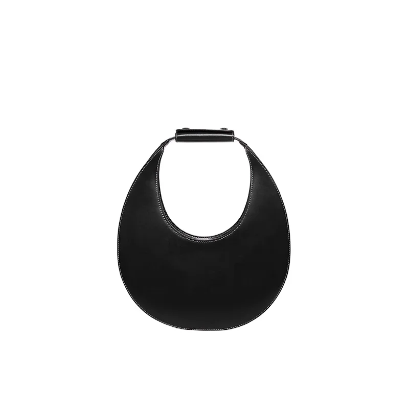 New Fashion Black Ladies Shoulder Bag Trendy Pu leather Half Moon Women Underarm Handbag