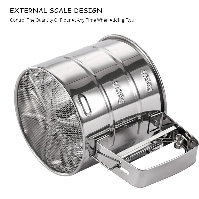 Kitchen Accessories Flour Sifter Stainless Steel Sieve Cup Large Sifter For Baking Tools And Powdered Sugar Flour Sieve