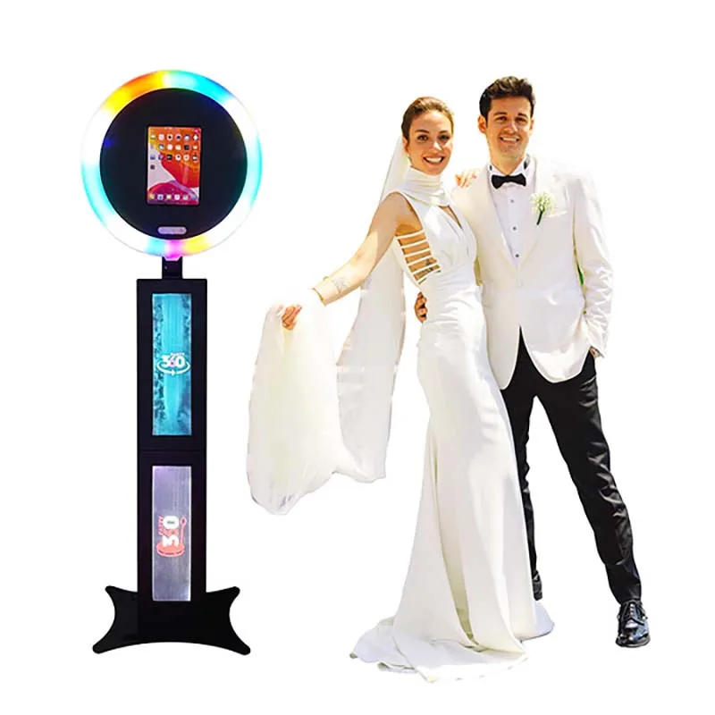 Top Selling 12.9 In Ipad Photo Booth Wedding ipad Pro 12.9 Photo Booth Led Foldlable Digital With Custom Logo Machinewood Stand