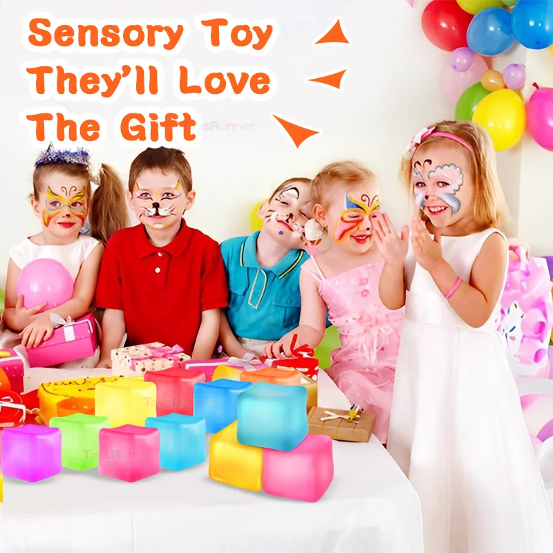 2024 New Arrivals Custom Calming Sensory Squeeze Balls Wholesale Fidget Toy Kids Anxiety Stress Relief Squishy Ice Cube Toys