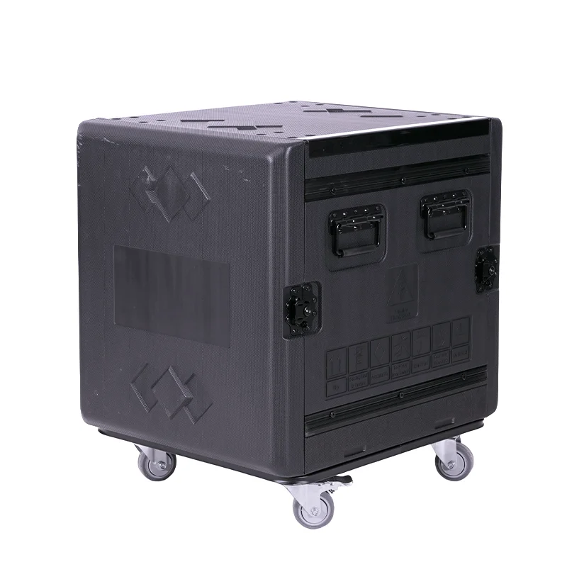 Sound Town 14U PA DJ Rack Road ATA Case Aluminum with 11U Slant Mixer Top 20 Rack Able Depth, DJ Work Table and Casters 14 Space