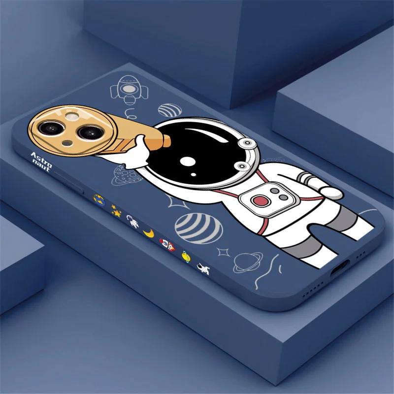 Factory Custom Fashion Designer Cute Astronauts Cartoon Print Anime Phone Case Back Cover For 15 14 13 12 Pro Mobile Case