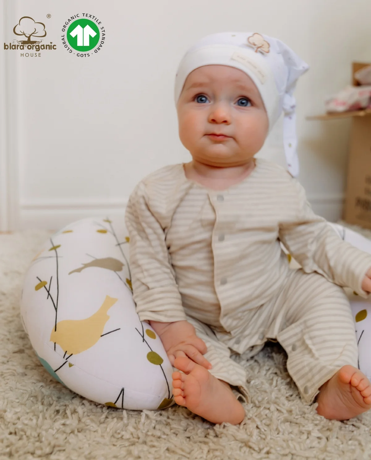 Adorable Plain Baby Girl 100% Organic Knitted Beaine Unisex New Baby Double Knots Beaine Hats