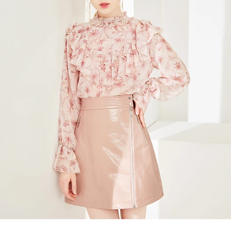 Wholesale Factory Fancy Ladies Pretty Style Floral Chiffon Blouses