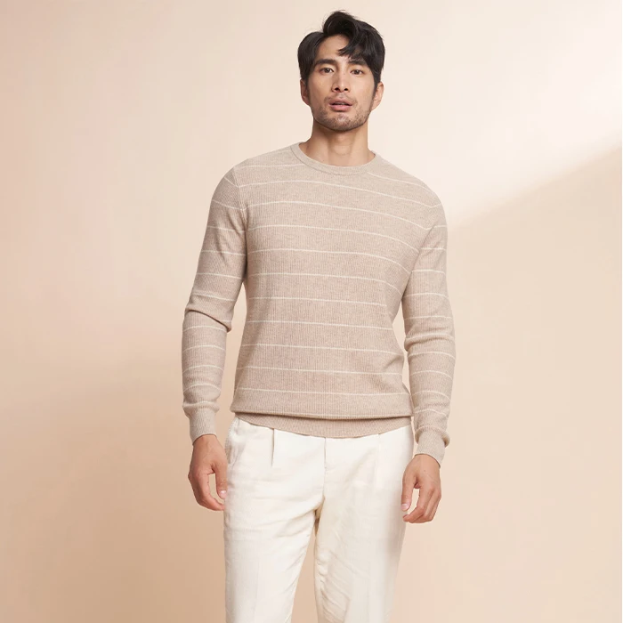 Mens intarsia technology 100% cashmere sweater winter crew neck colorful pullover jumpers for men china knitwear manufacturer