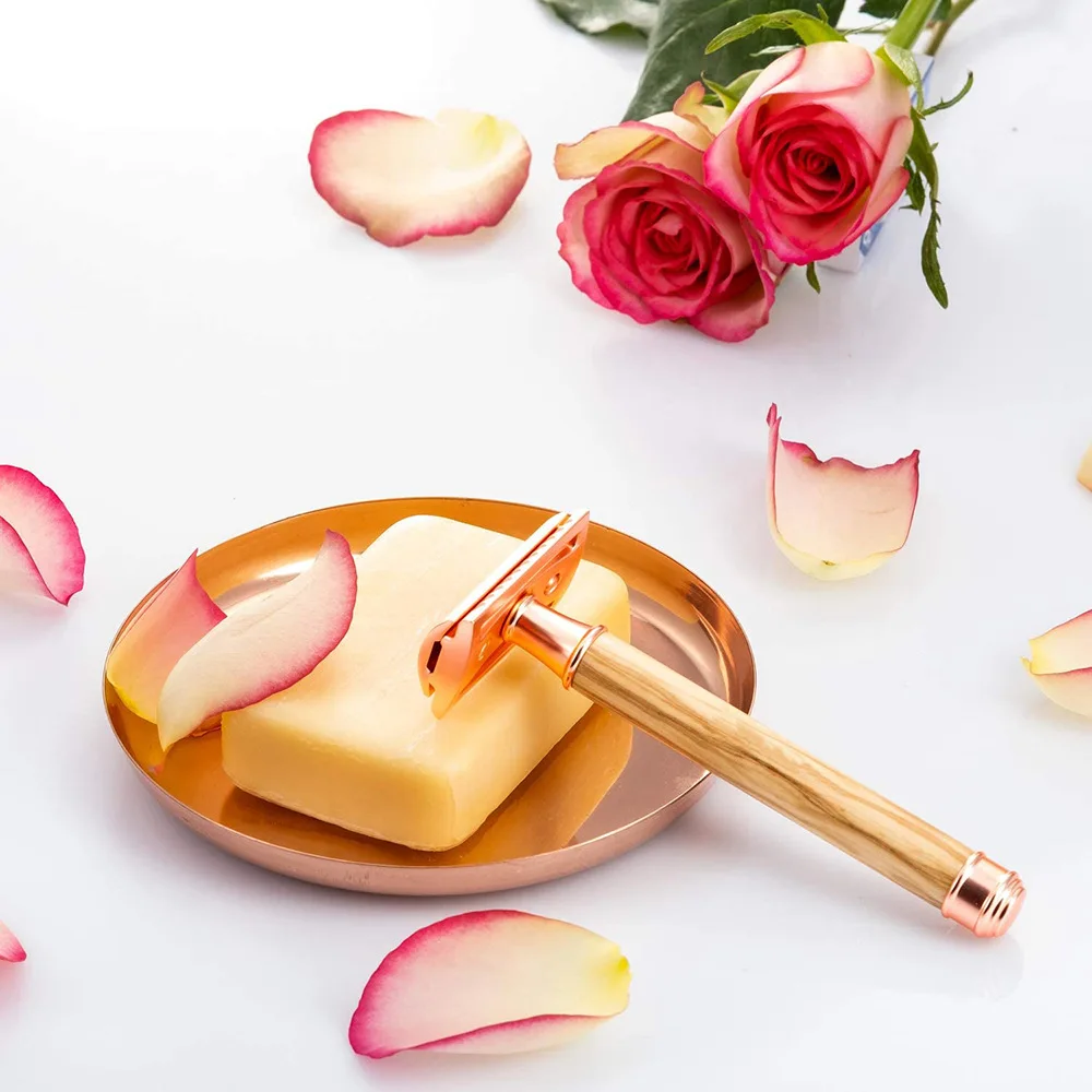 Rose Gold Reusable Double Edge Shaving Safety Razor Women Razor