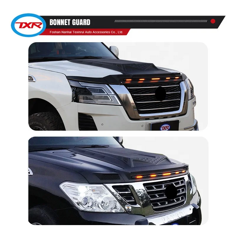 Other Exterior Accessories  Bonnet Guard with Streamer Light Hood Scoop Cover Roof  Searchlight for Nissan Patrol Y62 NEW Armada