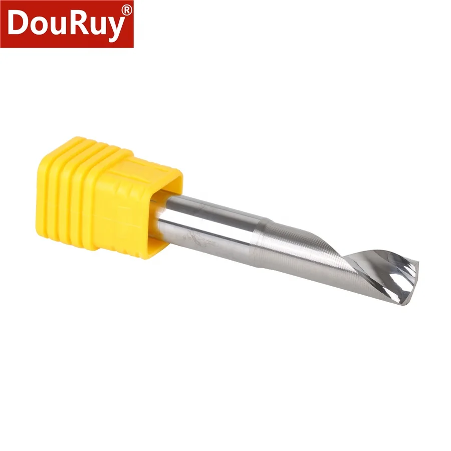 DouRuy 3.175/4/5/6mm  Factory supplier 1 Flute Tungsten carbide end mill for aluminum metal milling cutter bits