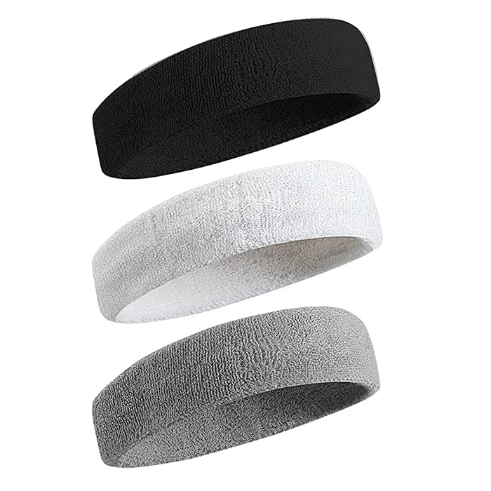 Terry Cloth Elastic Cotton Headband Workout Sweatbands Sport Headbands/Wristbands for Men & Women
