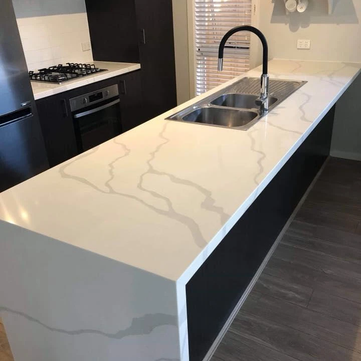 Super white 20mm high glossy artificial quartz stone