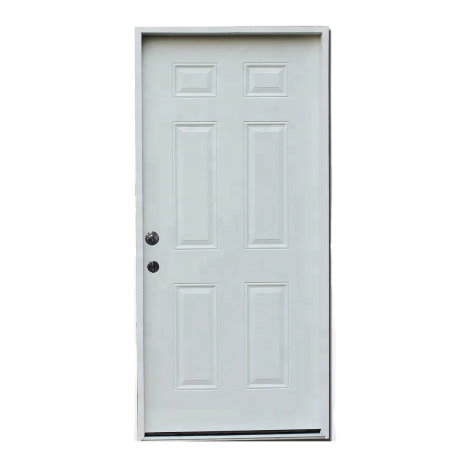 Fangda top quality steel wood door set with solid wood jamb
