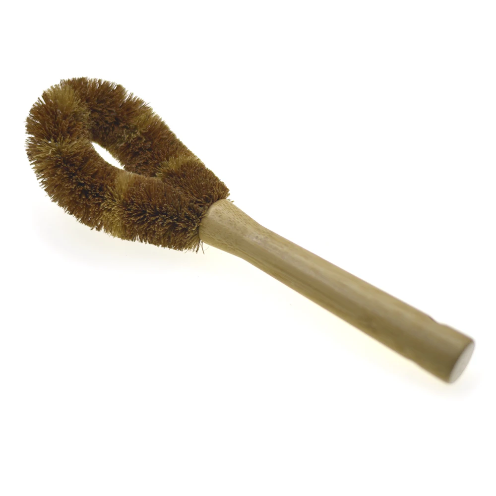 Two Tone Coconut Fiber Bamboo Handle 100% Biodegradable Dish Brush Kitchen Glass Cup Cleaning Tools