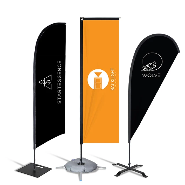Teardrop Rectangle Beach Feather Flag With Custom Banner