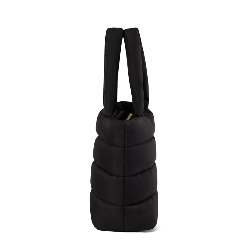 lightweight black puffer tote bag for women sotf quilted padding handbag bag