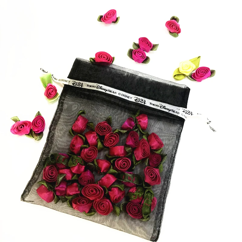 custom organza bag with logo printed on the ribbon