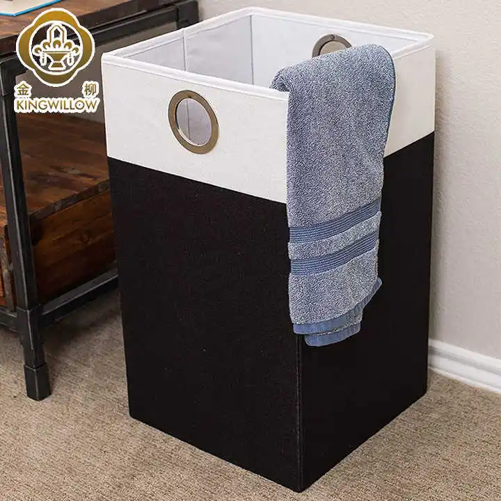 Foldable collapsible rectangular  laundry fabric basket dirty laundry hamper basket customized