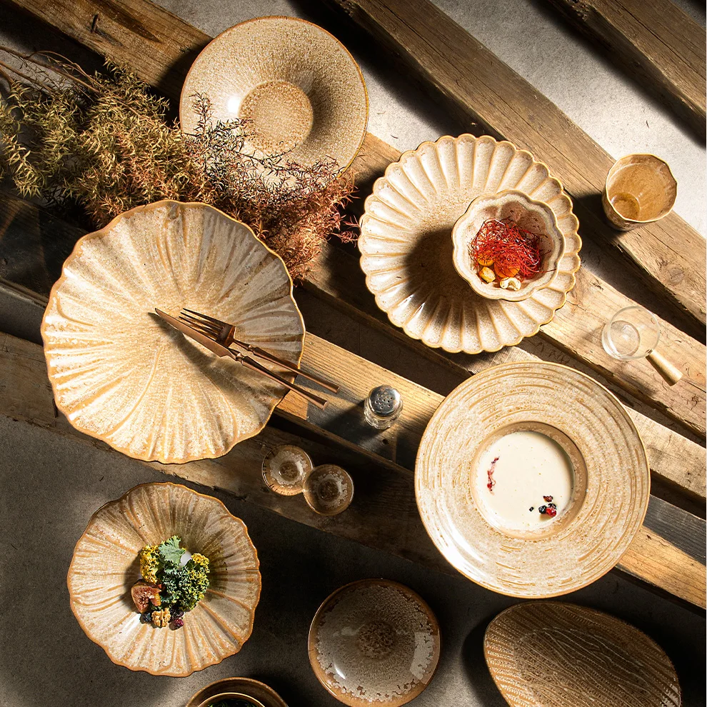 Creative Soup Bowl Fine Dining Porcelain Dishes & Plates Platos Negros Restaurante Plate Dinner Set Luxury Plates for Restaurant