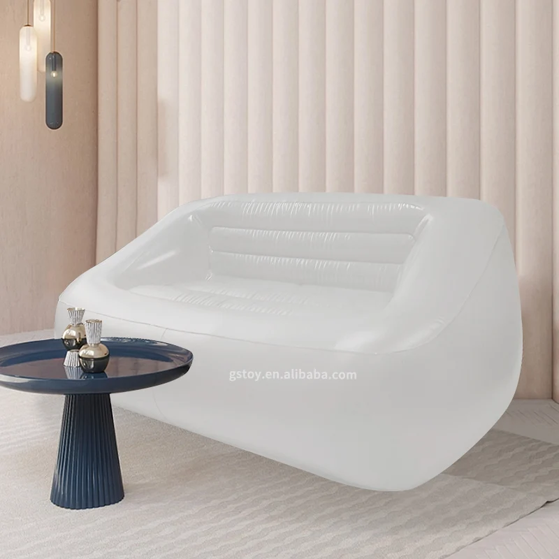 Frosted white PVC couch camping Lazy air sofa bag indoor relax leisure inflatable sofa