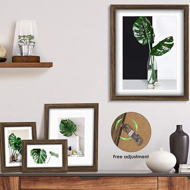 Rustic Custom Tabletop Wall Decor Glass Wood Mdf Collage Picture Frames Set