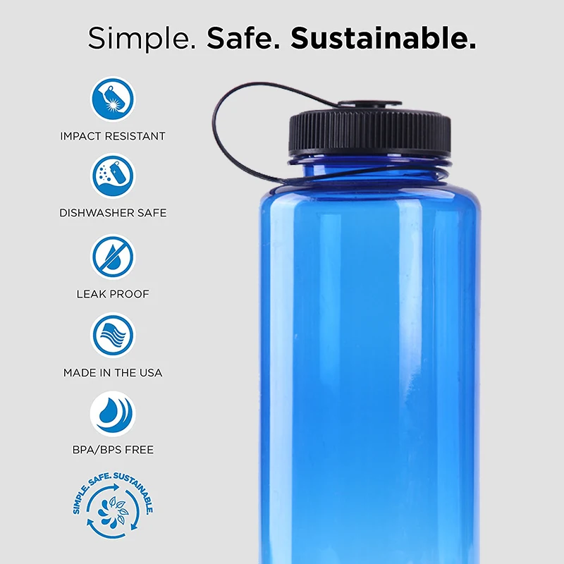 1000ml Custom Logo Wholesale Eco Recycled Bpa Free Plastic Water Bottle Sports Fitness Gym Kid School Clear Water Bottle