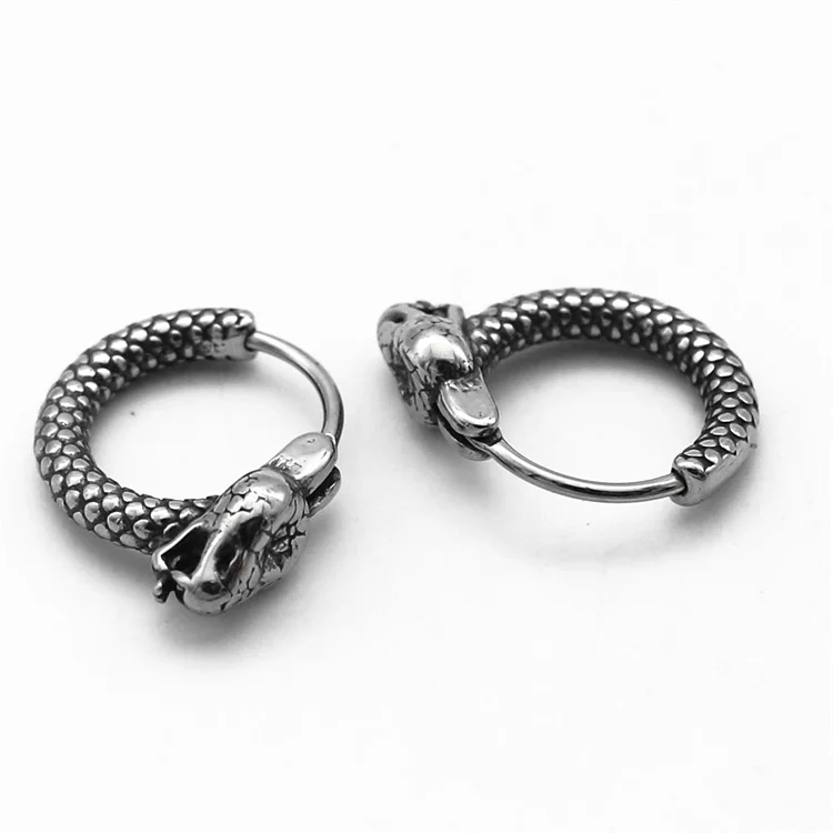 Wholesale vintage couple jewelry earring stainless steel snake hoop earrings for women men