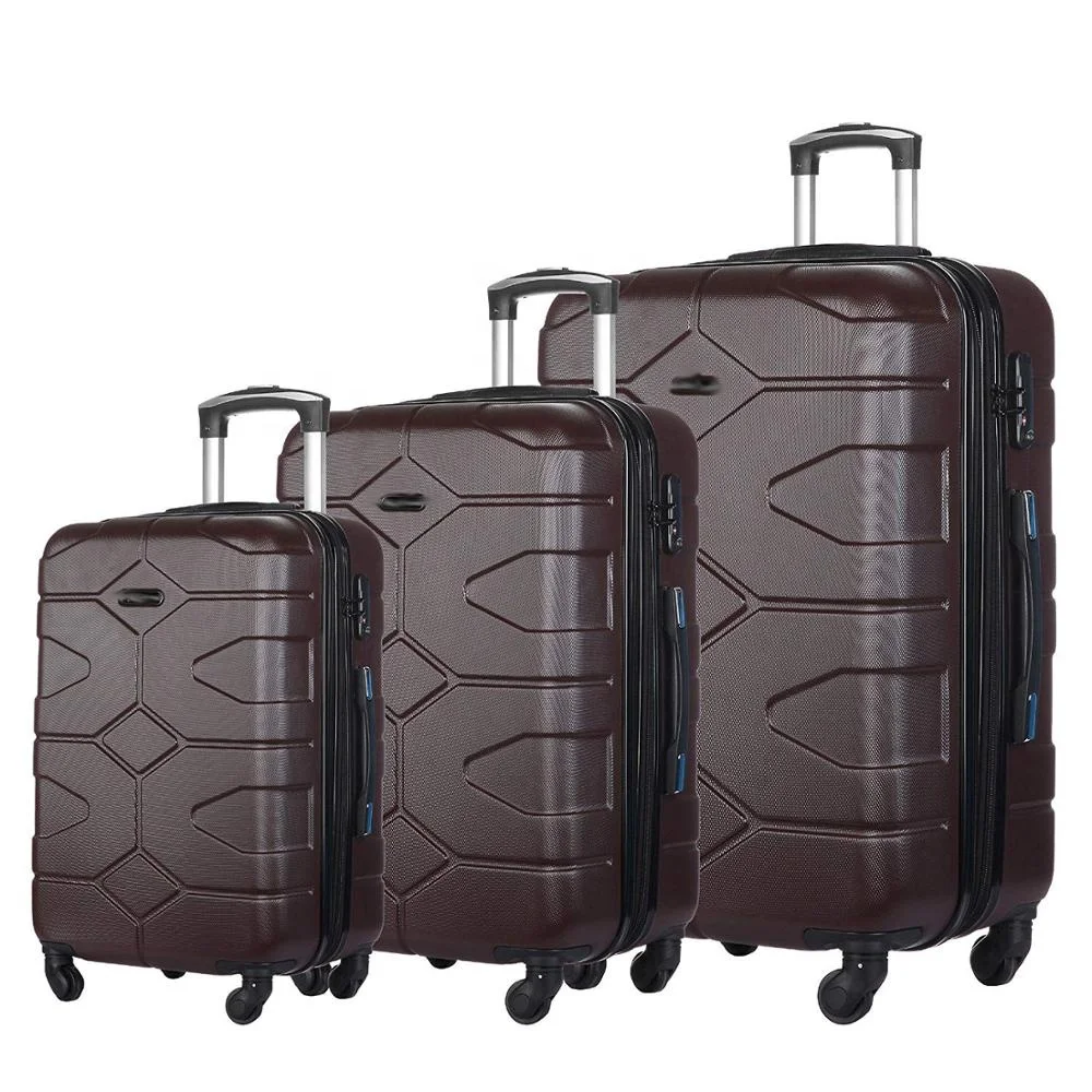 Wholesaler Fashion design 3 piece ABS travelling trolley luggage set large capacity hard shell waterproof  luggage