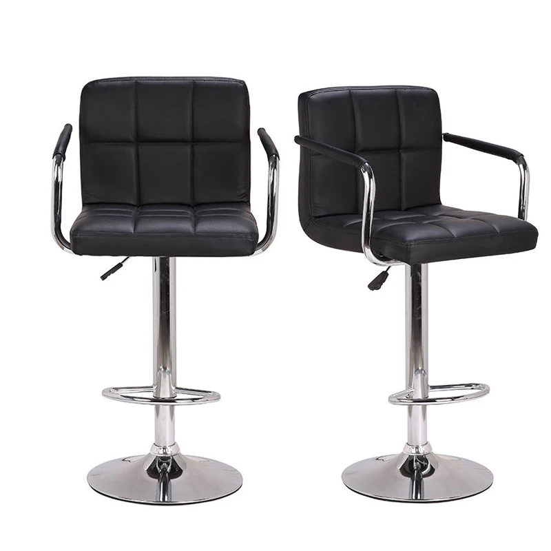 Modern Stool Bar Chair Design Swivel Lift Leather Upholstered High Bar Chair With Armrest