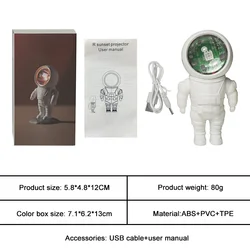 New Product Astronaut 360 Degree Rotation Night Light Rechargeable LED Touch Sunset Rainbow Projector Lamp For Living Room