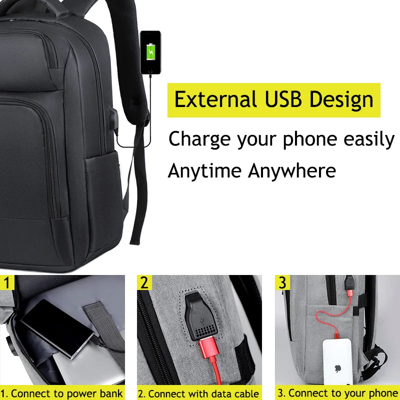 Computer work business men college waterproof laptop backpacks large capacity 15.6 inch travel laptop backpack with usb