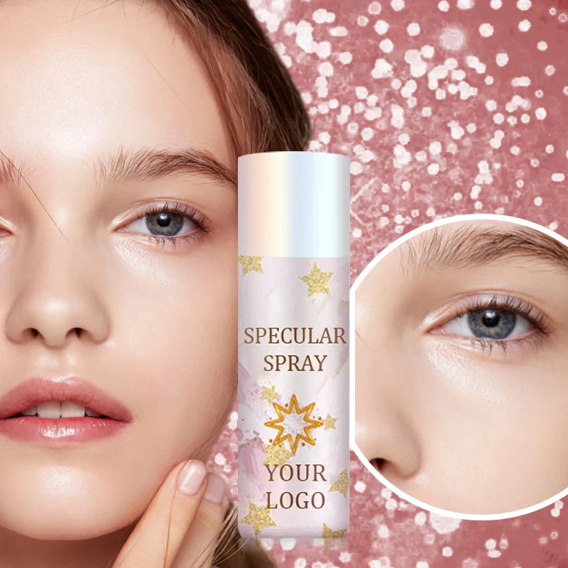 Custom Private Label Glow Lotion Face Highlighter Body Shimmer Oil No Brand Makeup Body Shimmer Glitter Highlighter Spray