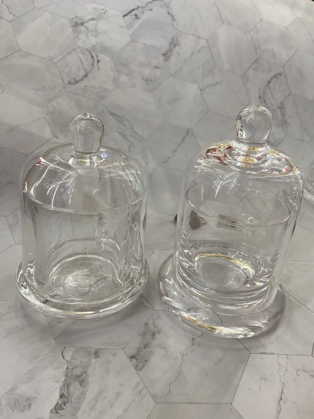  2021hot bell-shaped candy jar empty glass candle holder with lid for wedding holiday and