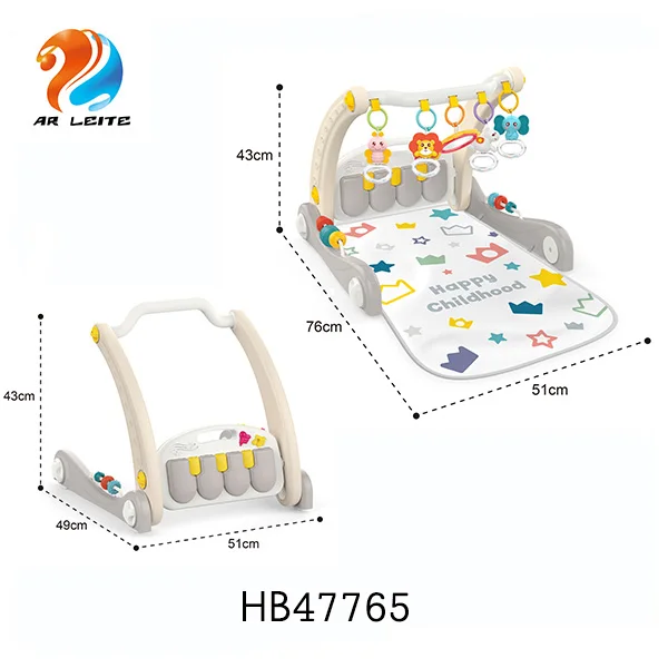 New items multifunctional 2 in 1 activity music soft round mat baby play gym baby walker  with  mobile rattle toy