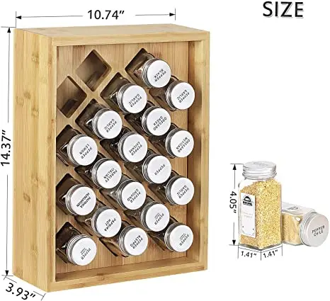 Wholesale Bamboo Spice Display Shelf,Multi-Layer Bamboo Spice Rack,Bamboo Wooden Spice Drawer Organizer for Kitchen Storage