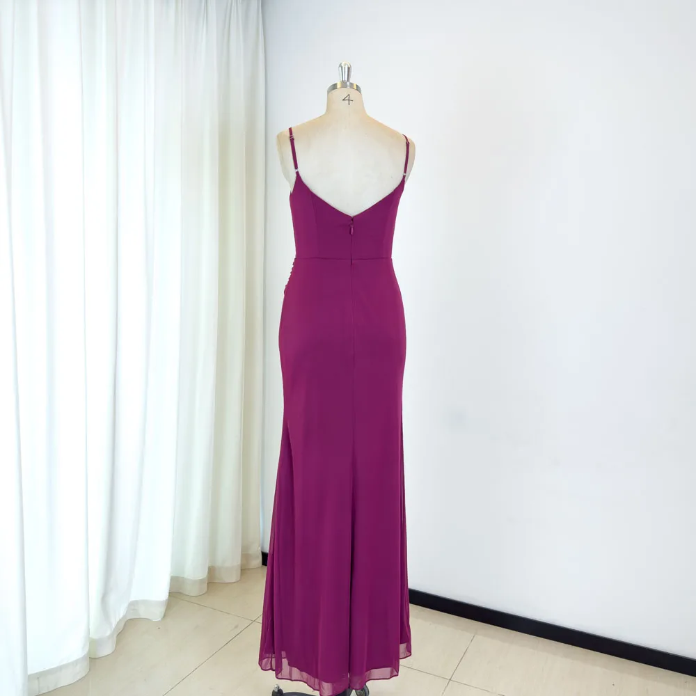 TEENYEE Adjustable Spaghetti Straps Luxury Bridesmaid Elegant Dinner Dress Party Wedding Dress On The Beach