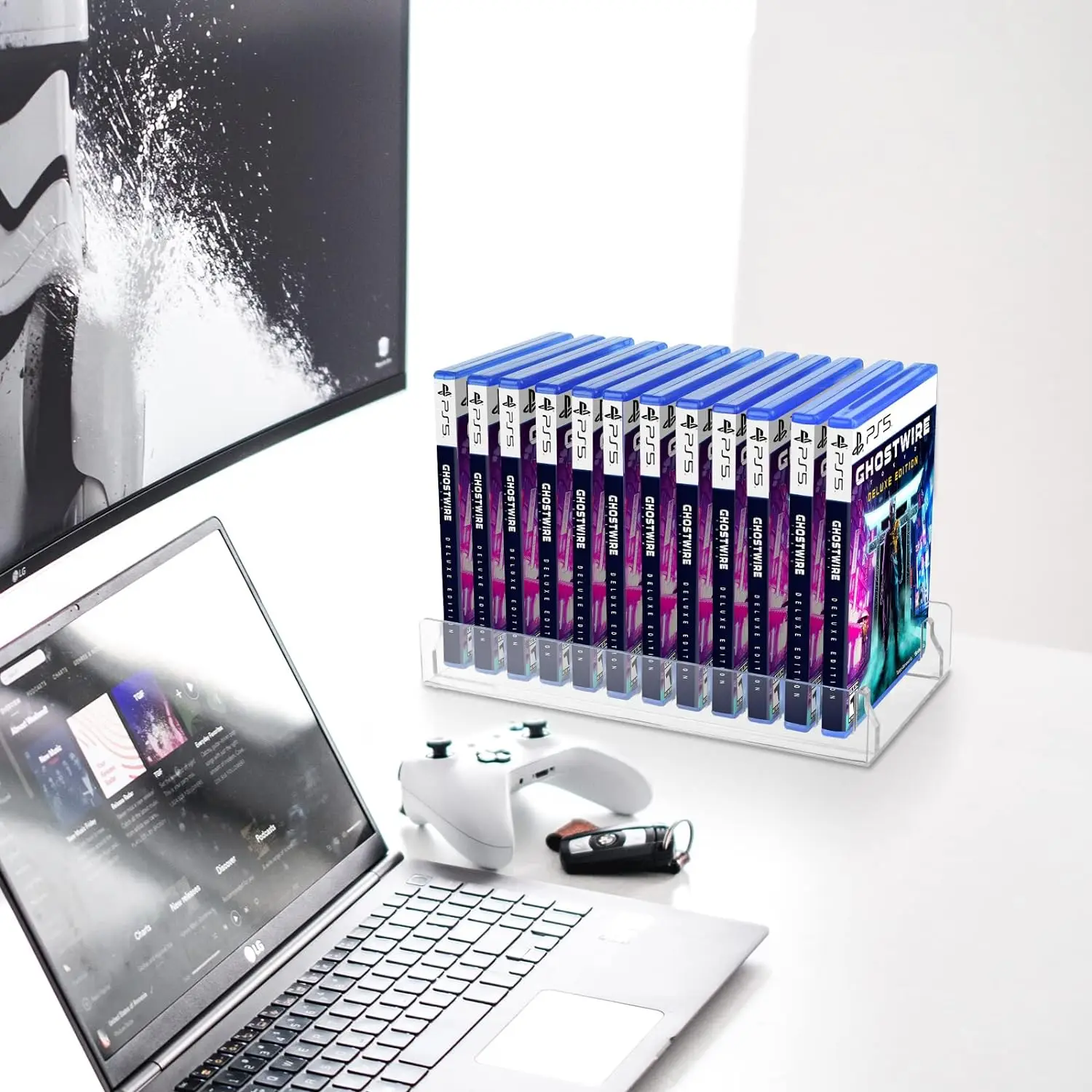 Acrylic Game Storage Organizer Stand, Upgraded Switch Game Display Holder Fits up to 12 Games Box - Clear