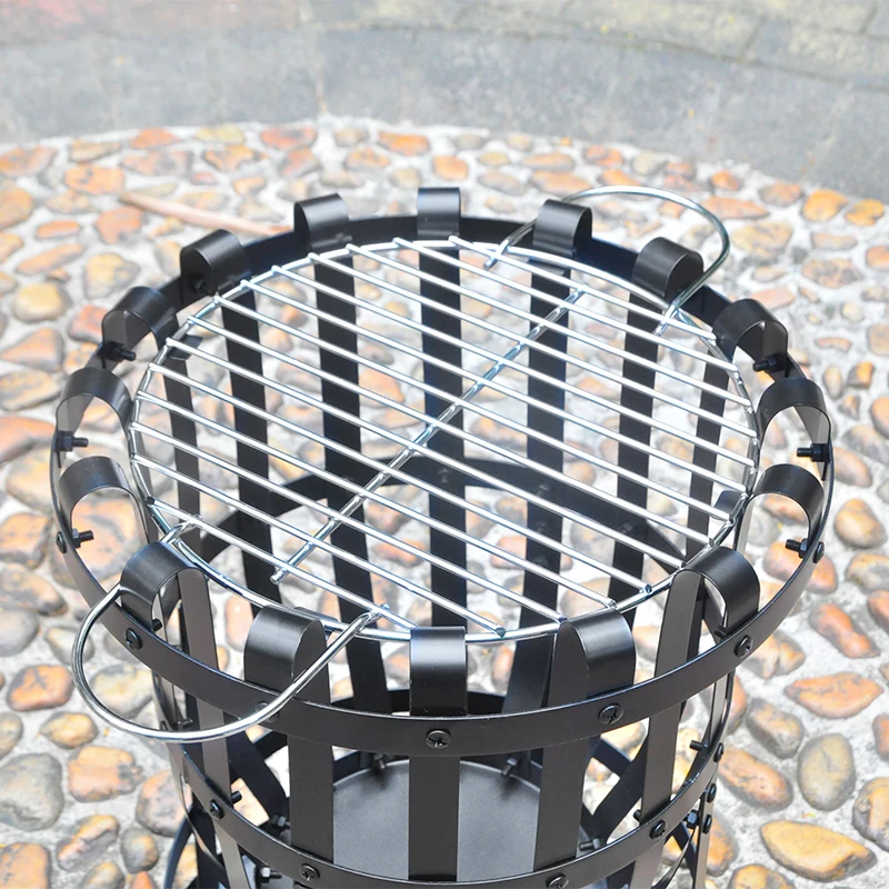 MEIJI Top Seller Outdoor Camping Barbecue Grill Grates Black Painting Charcoal BBQ Basket Shape Cooking Stoves