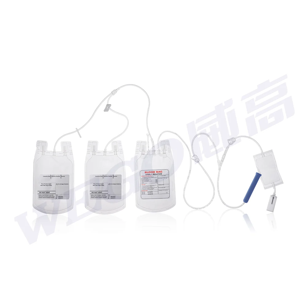 WEGO Hot Sale CPDA-1 Blood Bags: 100ml, 250ml, 350ml, 450ml. 1-4 Bags