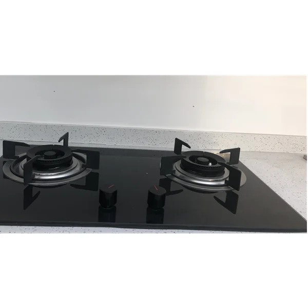 Черная закаленная Высококачественная газовая плита с двумя горелками