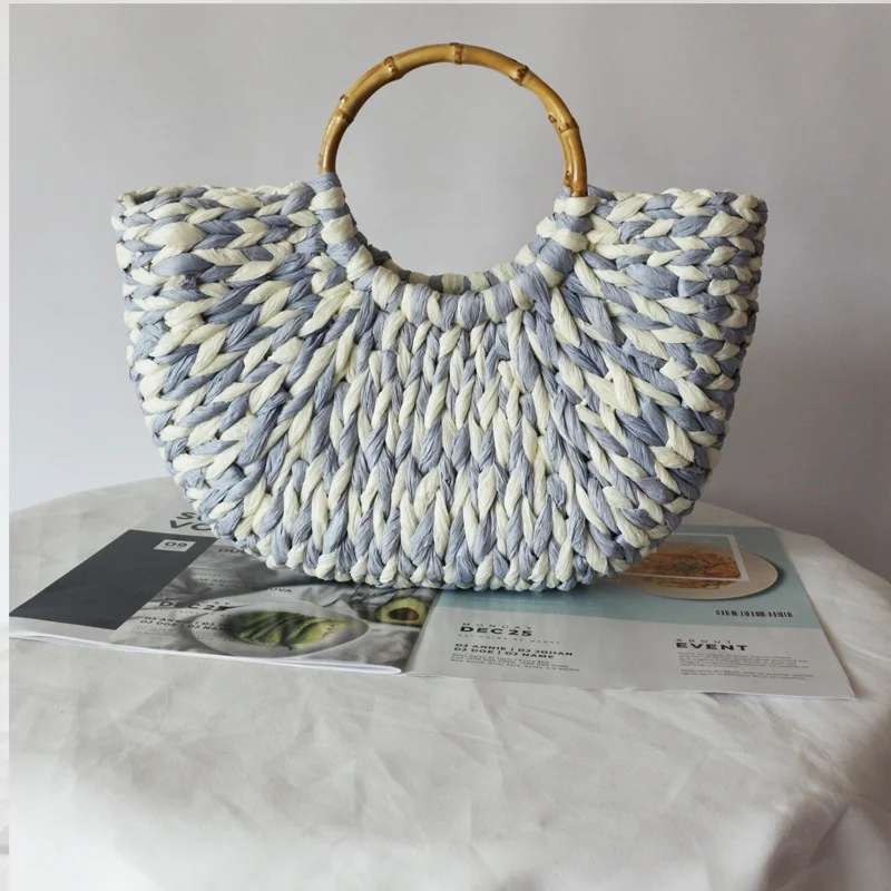 women wedding honeymoon beach paper straw woven tote clutch handbag hobo bag