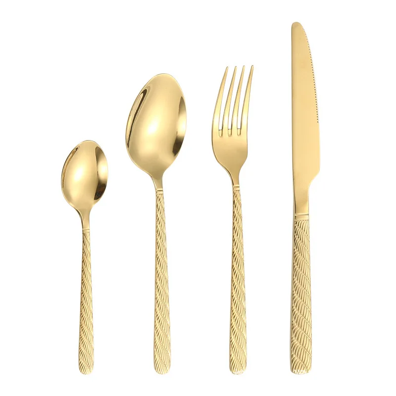 Luxury Design Modern Dishwasher Safe Gold Flatware Bulk Cutlery Set For Wedding Restaurant