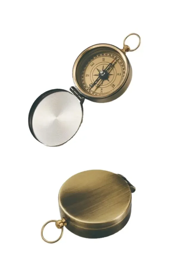 Handmade Brass Pocket Compass Digital Dial Flat Antique Design Aluminum Case-for Hiking Sports Push Button Compass Gift Item