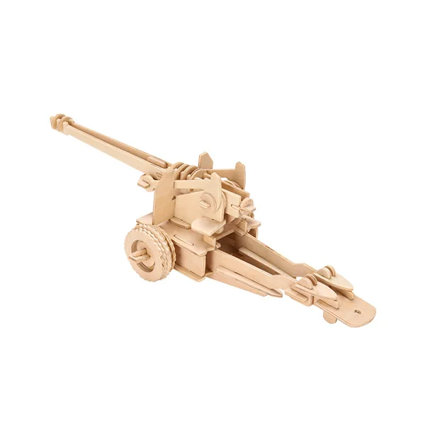 3D Wooden Puzzles Kids Game Toys wheel Cannon Anti-Aircraft Gun Cannon WW2 Soldiers Accessories Army Military Weapon
